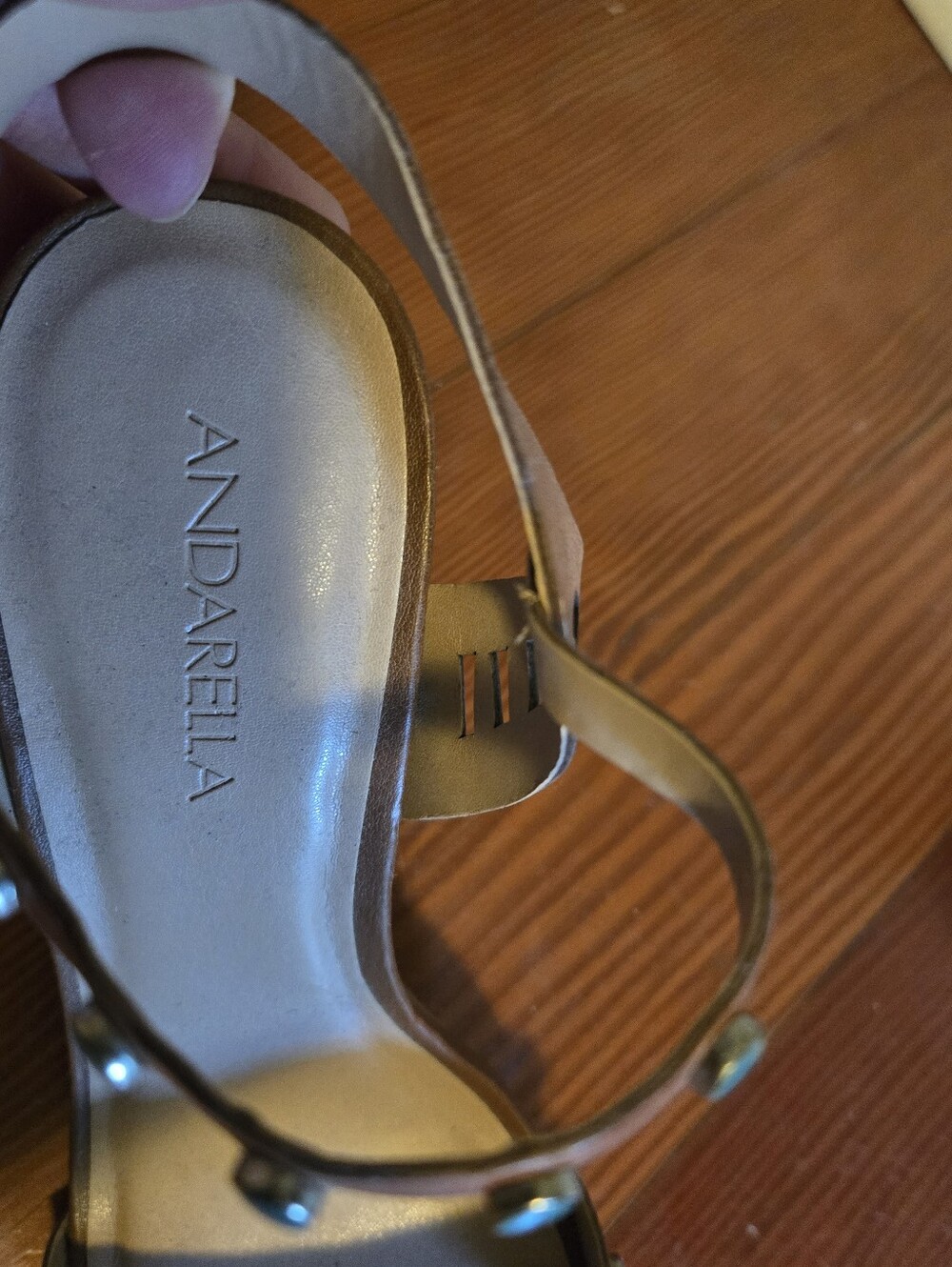 Andarella Women's Tan Embellished Sandal Heels - Picture 2 of 5
